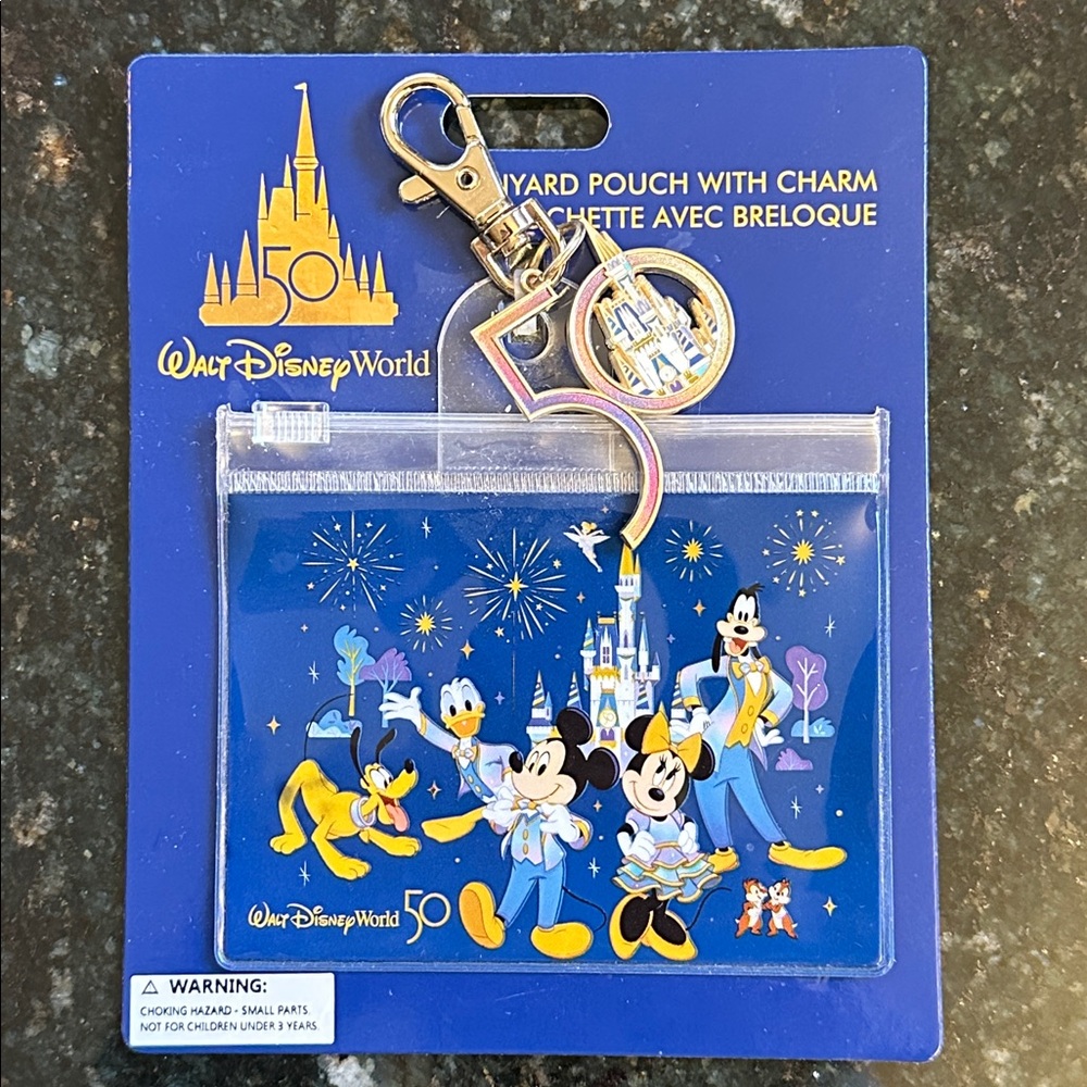 Disney 50th Anniversary Lanyard Pouch with Gold Charm